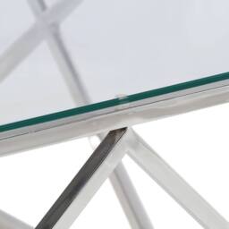 Berkfield Home Coffee Table Silver Stainless Steel & Tempered Glass - thumbnail 7