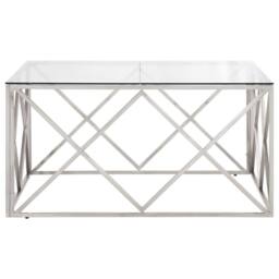 Berkfield Home Coffee Table Silver Stainless Steel & Tempered Glass - thumbnail 4