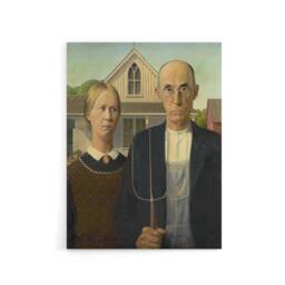 "Artery8 American Gothic Farmers Portrait Grant Wood Canvas Wall Art Print - Size: W18"" x H24""" - thumbnail 1
