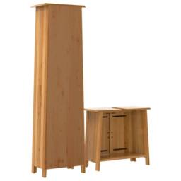 Berkfield Home 2 Piece Bathroom Furniture Set Solid Wood Pine in Brown - thumbnail 7
