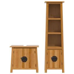 Berkfield Home 2 Piece Bathroom Furniture Set Solid Wood Pine in Brown - thumbnail 5