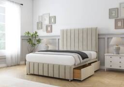 "Sloomy California Plush Divan Base No Drawers-26"" Headboard-12"" Footboard in Cream - Size: Super King" - thumbnail 4