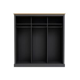 Lemon Pavilion Furniture Devon 3 Door Sliding Wardrobe - L59 x W176 x H182 cm - Charcoal in Black - Size: 1 Pack - thumbnail 2