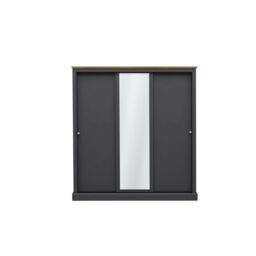 Lemon Pavilion Furniture Devon 3 Door Sliding Wardrobe - L59 x W176 x H182 cm - Charcoal in Black - Size: 1 Pack - thumbnail 1