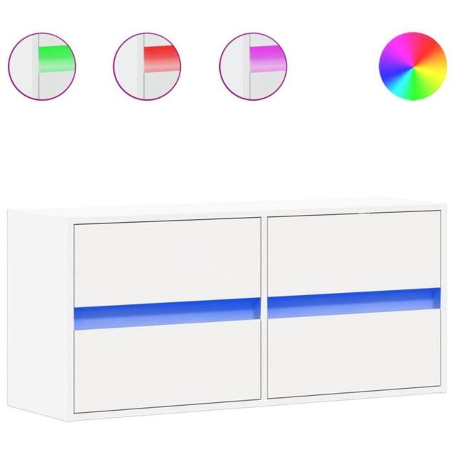 Berkfield Home TV Wall Cabinet with LED Lights White 100x31x45 cm - Size: 100 x 31 x 45 cm - image 1