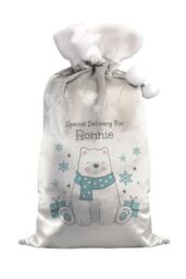 Personalised Memento Company Personalised Polar Bear Christmas Sack in Grey