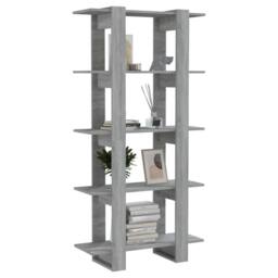 Berkfield Home Book Cabinet/Room Divider Grey Sonoma 80x30x160 cm Engineered Wood - Size: 80 x 30 x 160 cm - thumbnail 4