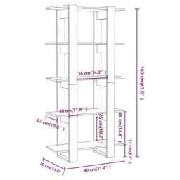 Berkfield Home Book Cabinet/Room Divider Grey Sonoma 80x30x160 cm Engineered Wood - Size: 80 x 30 x 160 cm - thumbnail 7