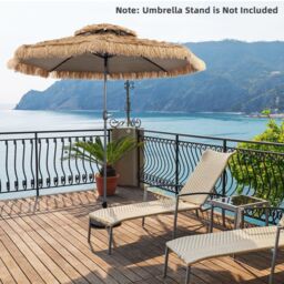 3M Hula Thatched Patio Tiki Umbrella Hawaiian Umbrella w/ Manual Crank - thumbnail 3