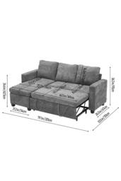 Living and Home L-Shaped Corner Sofa Bed 3 Seater Sofa with Storage in Grey - thumbnail 2