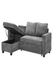 Living and Home L-Shaped Corner Sofa Bed 3 Seater Sofa with Storage in Grey - thumbnail 4