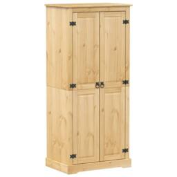 Berkfield Home Wardrobe Corona 76x50x170 cm Solid Wood Pine in Natural - Size: 76 x 50 x 170 cm - thumbnail 2
