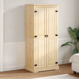 Berkfield Home Wardrobe Corona 76x50x170 cm Solid Wood Pine in Natural - Size: 76 x 50 x 170 cm - thumbnail 3