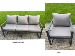 Fimous Aluminum 8-Seater Patio Set with Lifting Table & 2 Chairs in Dark Grey - thumbnail 3