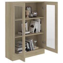 Berkfield Home Vitrine Cabinet Sonoma Oak 82.5x30.5x115 cm Engineered Wood in Brown - thumbnail 4