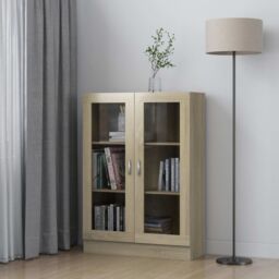 Berkfield Home Vitrine Cabinet Sonoma Oak 82.5x30.5x115 cm Engineered Wood in Brown - thumbnail 1