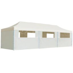 Berkfield Home Folding Pop-up Party Tent with 8 Sidewalls 3x9 m Cream in Beige