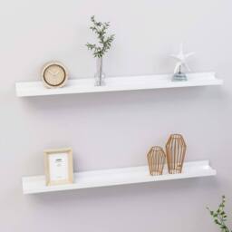 Berkfield Home Decorative Wall Shelves 2 pcs High Gloss White 80x9x3 cm - Size: 80 x 9 x 3 cm - thumbnail 2
