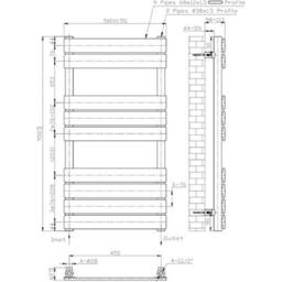 Nordara Flat Panel Heated Towel Rail Brushed Brass - 950 x 500mm in Gold - thumbnail 5