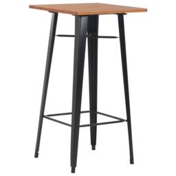 Berkfield Home Bar Table Black 60x60x108 cm Solid Pine Wood Steel - Size: 60 x 60 x 108 cm - thumbnail 2