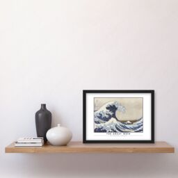 Artery8 Katsushika Hokusai The Great Wave or Under the Wave Off-Kanagawa Painting Artwork Framed Wall Art Print A4 in Black - thumbnail 2