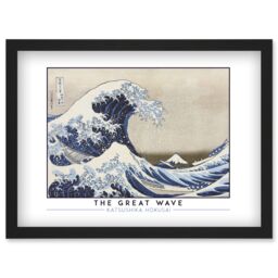 Artery8 Katsushika Hokusai The Great Wave or Under the Wave Off-Kanagawa Painting Artwork Framed Wall Art Print A4 in Black - thumbnail 1