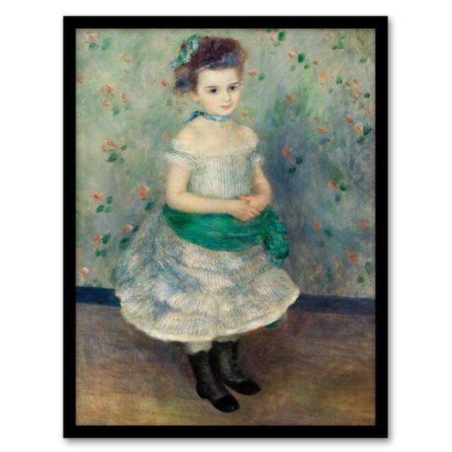 Artery8 Pierre Auguste Renoir Framed Wall Art Print Jeanne Durand Ruel in Blue - Size: A4 - image 1