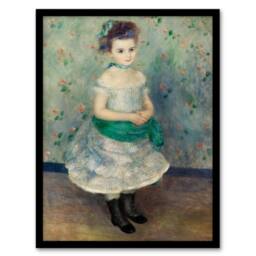 Artery8 Pierre Auguste Renoir Framed Wall Art Print Jeanne Durand Ruel in Blue - Size: A4 - thumbnail 1