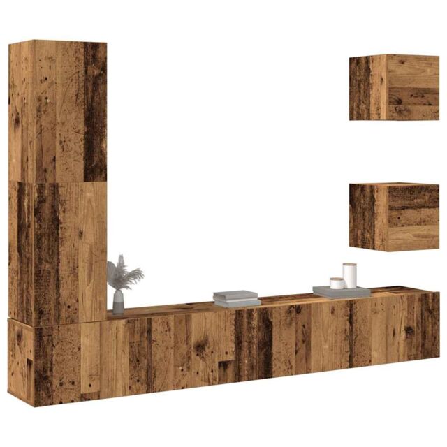 Berkfield Home 5 Piece TV Cabinet Set Wall-mounted Old Wood Engineered Wood - image 1