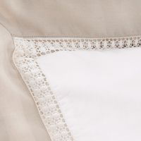 Bianca 'Oxford Lace' 200 Thread Count Cotton Duvet Cover Set in Natural - Size: Double - thumbnail 5
