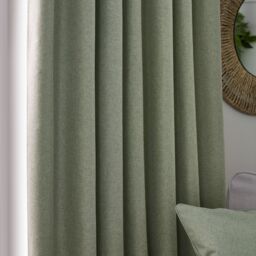 Furn Dawn Blackout Pencil Pleat Curtain Pair in Green - Size: 117 cm width x 183 cm drop - thumbnail 3