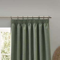 Furn Dawn Blackout Pencil Pleat Curtain Pair in Green - Size: 117 cm width x 183 cm drop - thumbnail 2