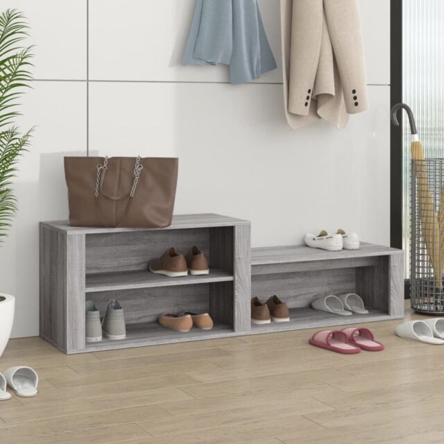 Berkfield Home Shoe Cabinet Grey Sonoma 150x35x45 cm Engineered Wood - Size: 150 x 35 x 45 cm - image 1