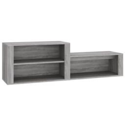Berkfield Home Shoe Cabinet Grey Sonoma 150x35x45 cm Engineered Wood - Size: 150 x 35 x 45 cm - thumbnail 2