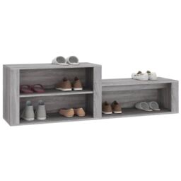 Berkfield Home Shoe Cabinet Grey Sonoma 150x35x45 cm Engineered Wood - Size: 150 x 35 x 45 cm - thumbnail 4