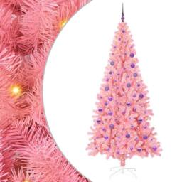 Berkfield Home Christmas Tree with 300 LEDs with Stand Pink 180 cm PVC - thumbnail 2