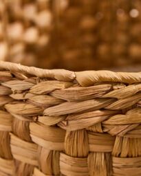 Dibor Traditional Style Wicker Small Round Indoor Storage Basket with Handles in Natural - thumbnail 3