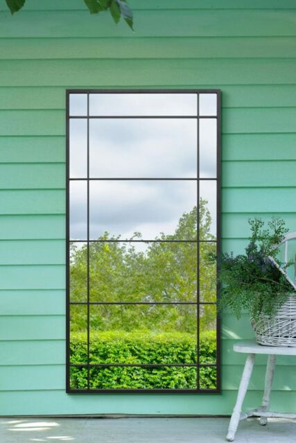 MirrorOutlet Black Metal Framed Window Wall or Leaner Garden Mirror (160CM X 80CM) - Size: 1 Pack - image 1