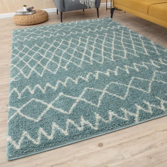 THE RUGS Soft Tangier Shaggy Rugs & Runners Duck Egg Blue Living Room - Size: 140 cm x 200 cm - image 1