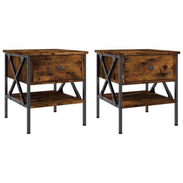 Berkfield Home Bedside Tables 2 pcs Smoked Oak 40x42x45 cm Engineered Wood in Brown - Size: 40 x 42 x 45 cm - image 1