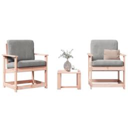 Berkfield Home Beautiful 3 Piece Garden Lounge Set Solid Wood Douglas in Light Brown - thumbnail 2