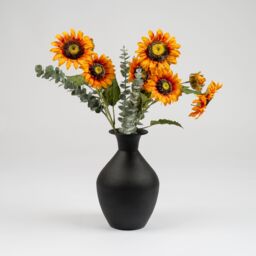 Scottish Everlastings Ltd Sunflower Bouquet in 30.5cm Collared Black Vase in Yellow - thumbnail 2