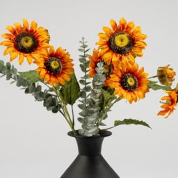 Scottish Everlastings Ltd Sunflower Bouquet in 30.5cm Collared Black Vase in Yellow - thumbnail 3