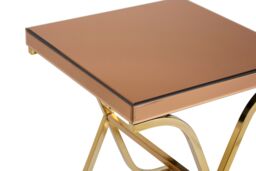 Orsina Elegant Square Table With Cross Legged Base For Sitting Areas, Stylish Decorative Bedside Table For Bedrooms in Gold - thumbnail 4