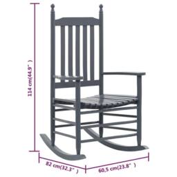 Berkfield Home Rocking Chair with Curved Seat Grey Poplar Wood - thumbnail 8