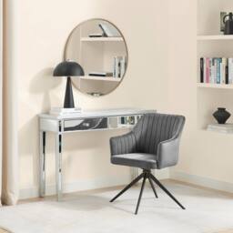 FurnitureboxUK Calla Grey Velvet Swivel Office Chair - thumbnail 5