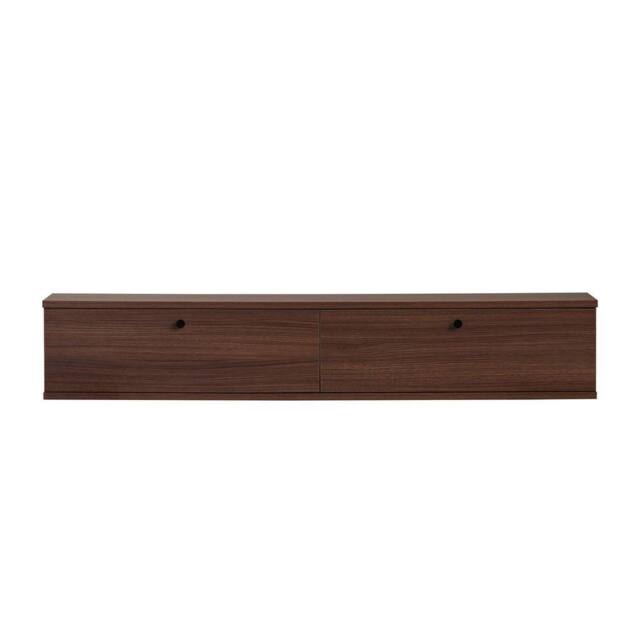 CALICOSY Wall-Mounted TV Unit With 2 Drop-Down Doors, 140 Cm Wide - ROY in Walnut - image 1