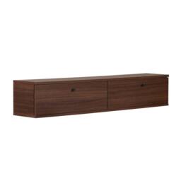 CALICOSY Wall-Mounted TV Unit With 2 Drop-Down Doors, 140 Cm Wide - ROY in Walnut - thumbnail 7