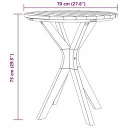 Berkfield Home Comfortable Garden Bistro Table √ò70x75 cm Solid Wood Teak in Brown - Size: 70x75 cm - thumbnail 8