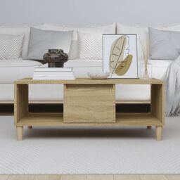 Berkfield Home Coffee Table Sonoma Oak 90x50x36, 5 cm Engineered Wood in Brown - thumbnail 3